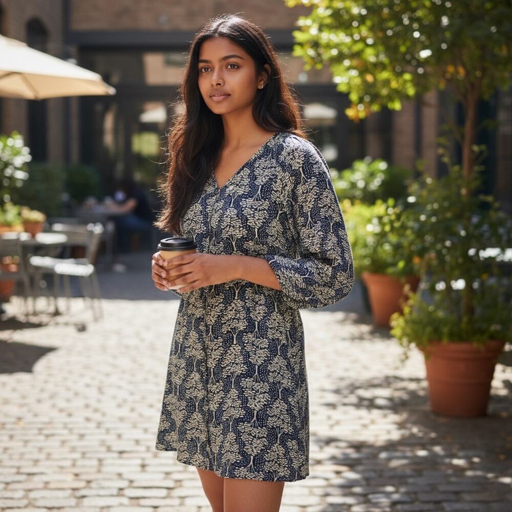 Tucker Button Up Shirt Dress Puff Sleeves